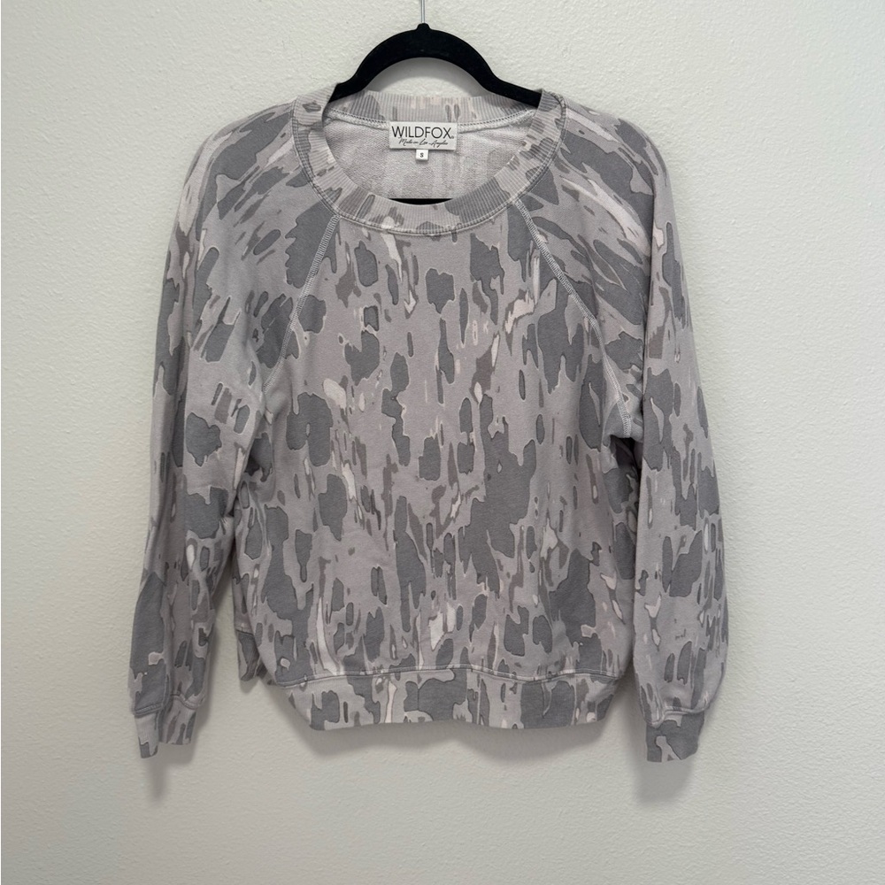 Wildfox Abstract Camo Gray Women's Sweatshirt Size Small
